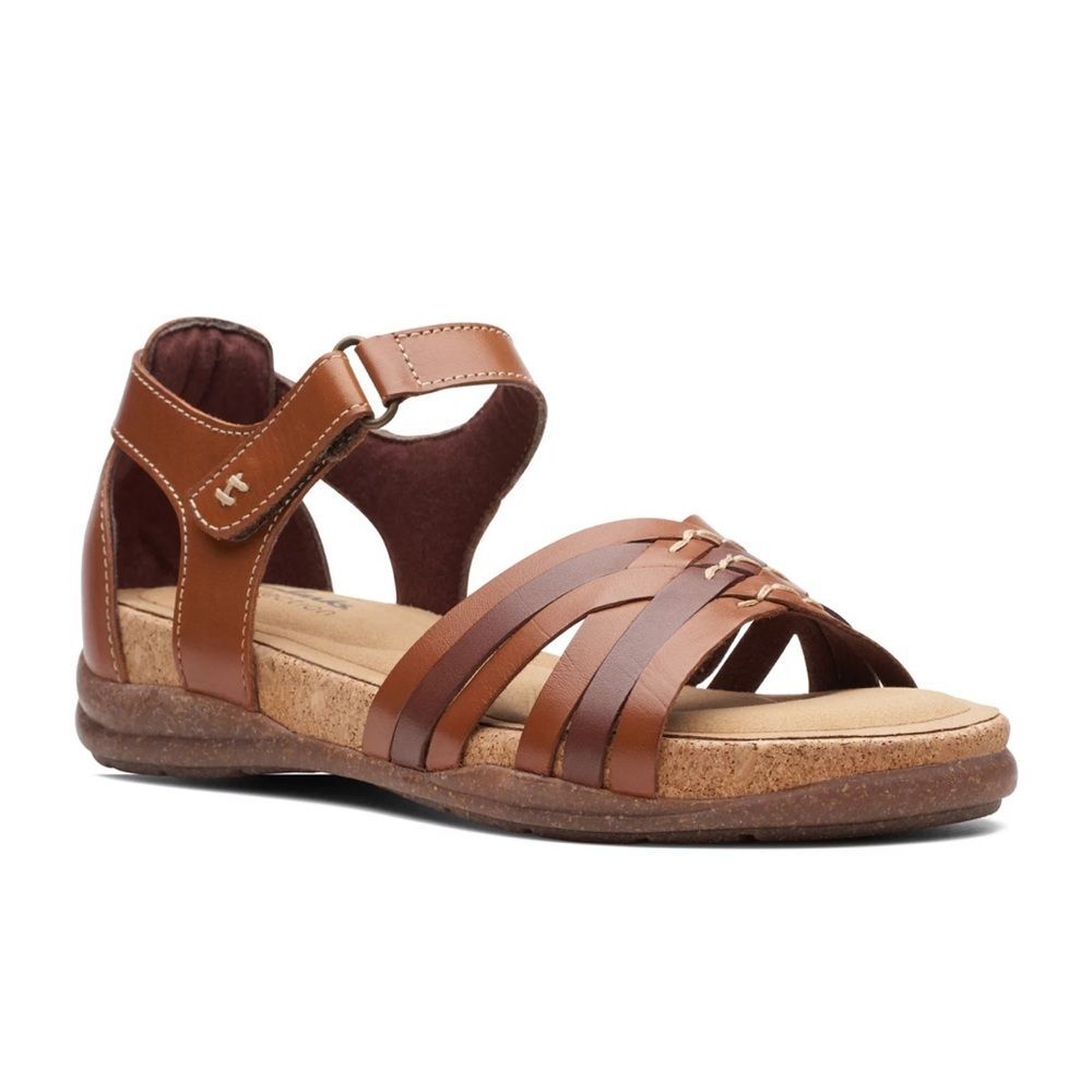 Clarks Roseville Cove Leather Sandals Braided Straps sz 11 Boho Coastal Comfy